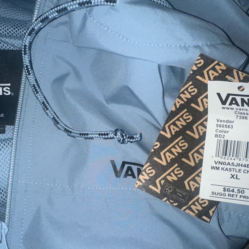 Vans Blue Windbreaker with Checkerboard Stripe - Picture 2 of 3